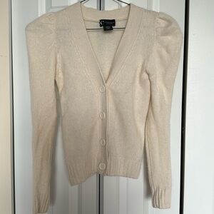 Bloomingdales cashmere puff sleeve cardigan